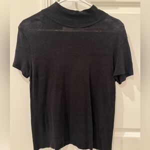 IRO Women’s Charcoal Mock-Neck Short Sleeve Tee